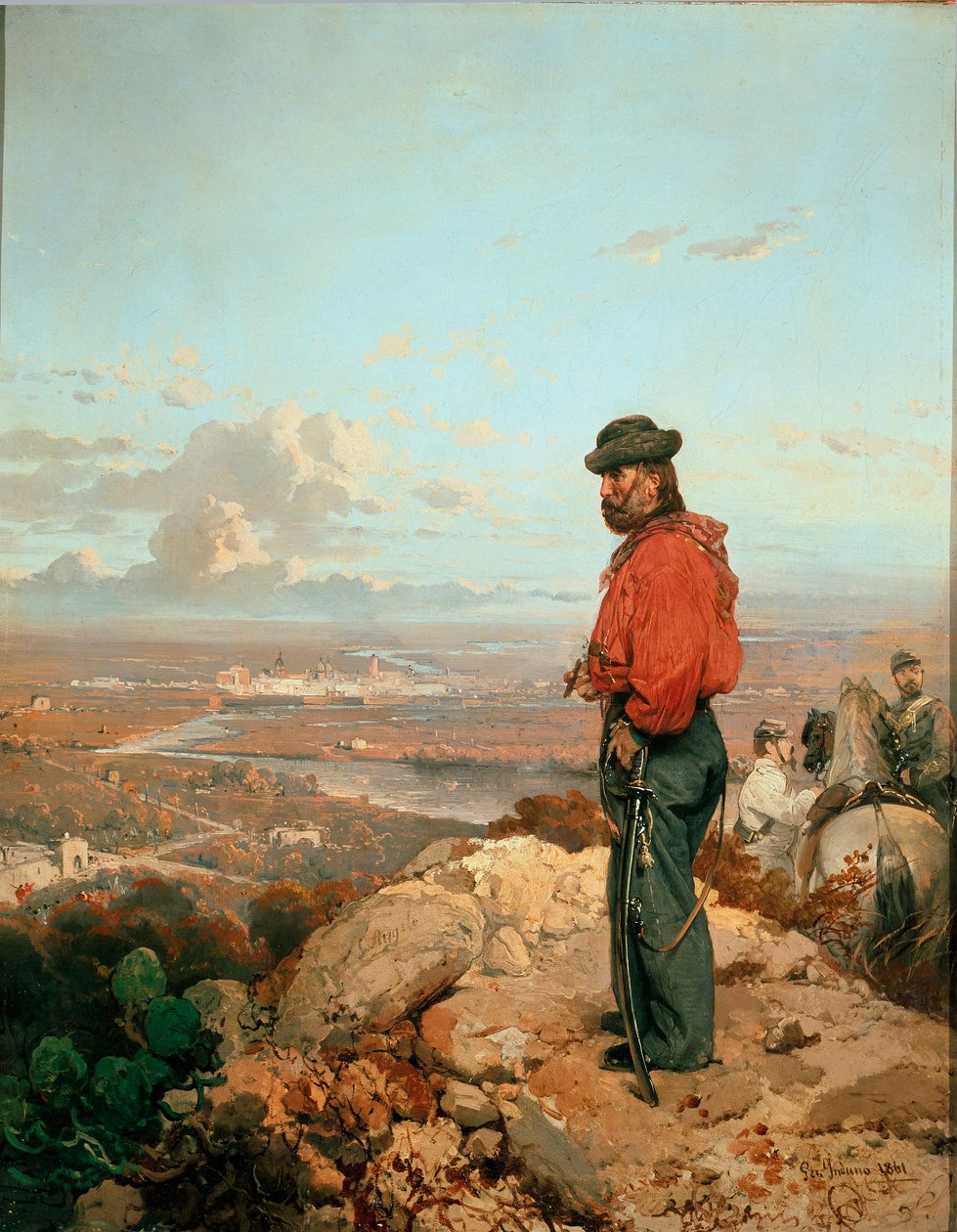 Italská jednota: "" Portrét Giuseppe Garibaldiho (1807-1882) před Capuou (Capua) v roce 1860 "" Malba Gerolama (Girolamo) Induno (1825-1890) 1861 Museo del Risorgimento, Milán od Gerolamo Induno