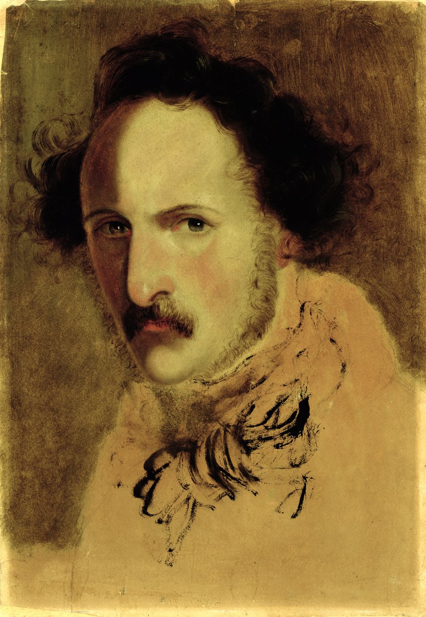 Portrét Gaetana Donizettiho (1797-1848) (olej na papíře na plátně) od Gerolamo Induno