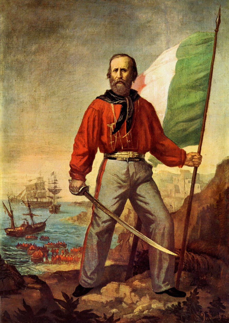 Portrét Giuseppe Garibaldiho (1807-1882) během vylodění Tisíce v Marsale od Gerolamo Induno