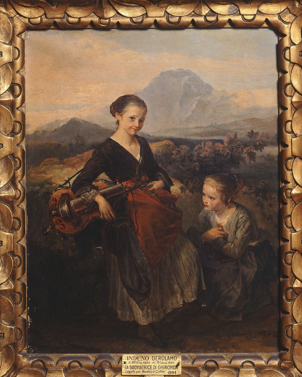 Žena hrající na Hurdy Gurdy od Gerolama Induna od Gerolamo Induno