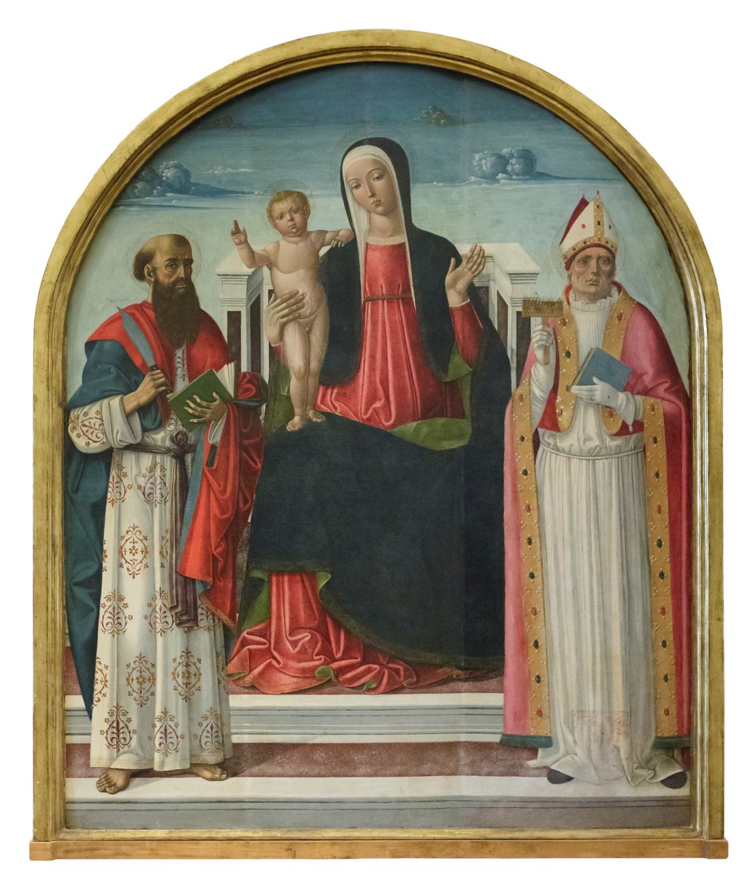 Madona s dítětem na trůně se svatými Bartolomějem a Blažejem, asi 1510-15 (deska) od Gerolamo di Benvenuto