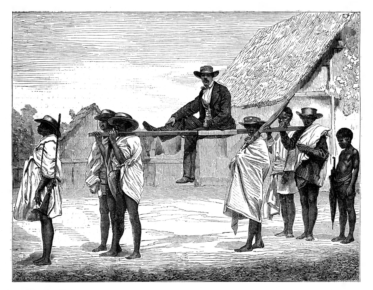 Afričtí domorodci nesoucí bílého muže, Afrika, 19. století. od Gerome Staal