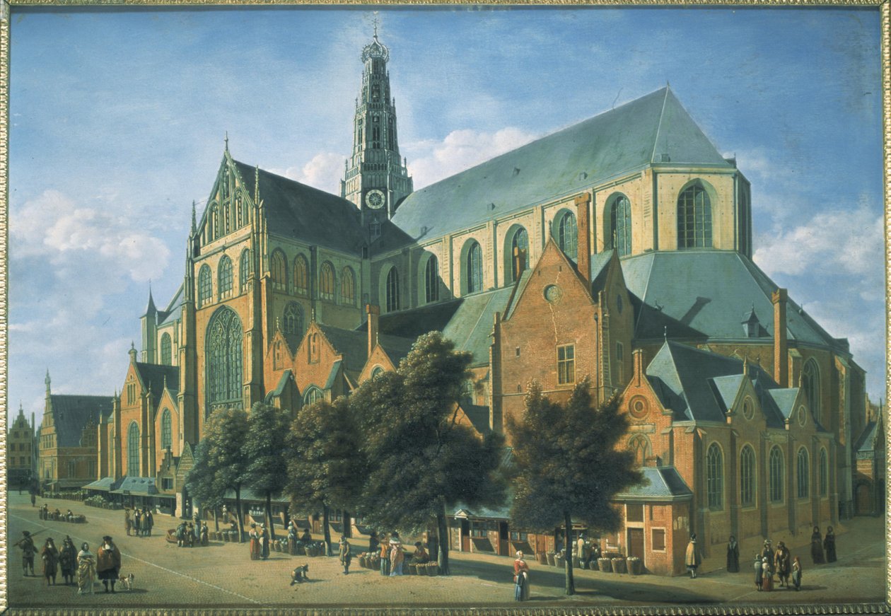 St. Bavokerk od jihovýchodu od Gerrit Adriaensz Berckheyde
