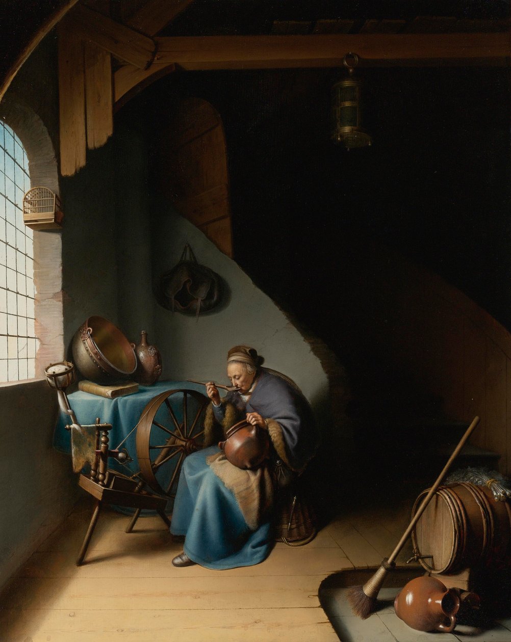 Žena jíst kaši od Gerrit Dou