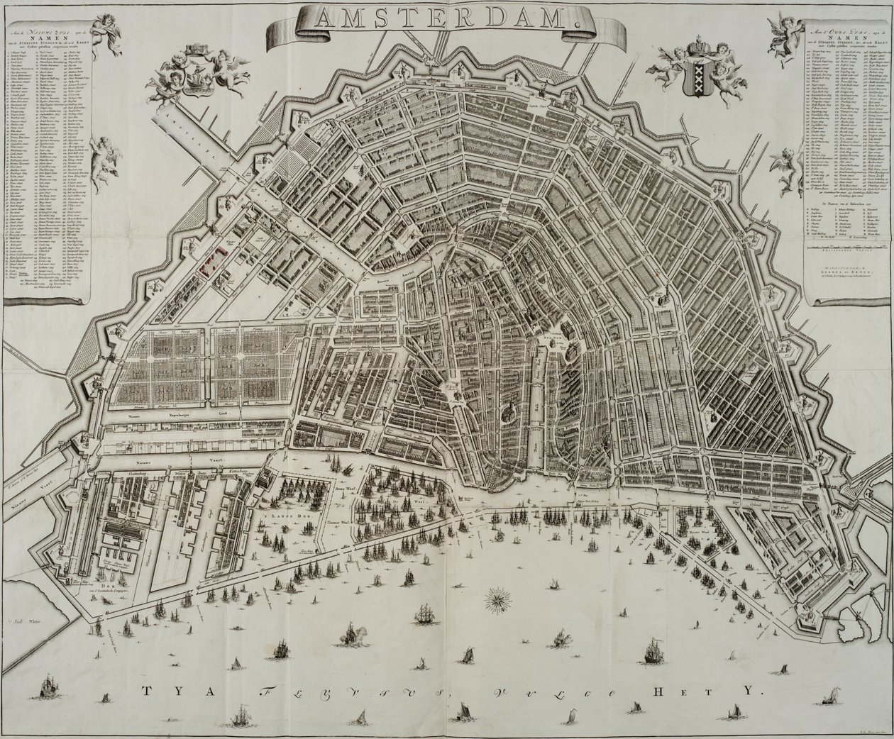 Mapa Amsterdamu z roku 1737 od Gerrita de Broena od Gerrit de Broen