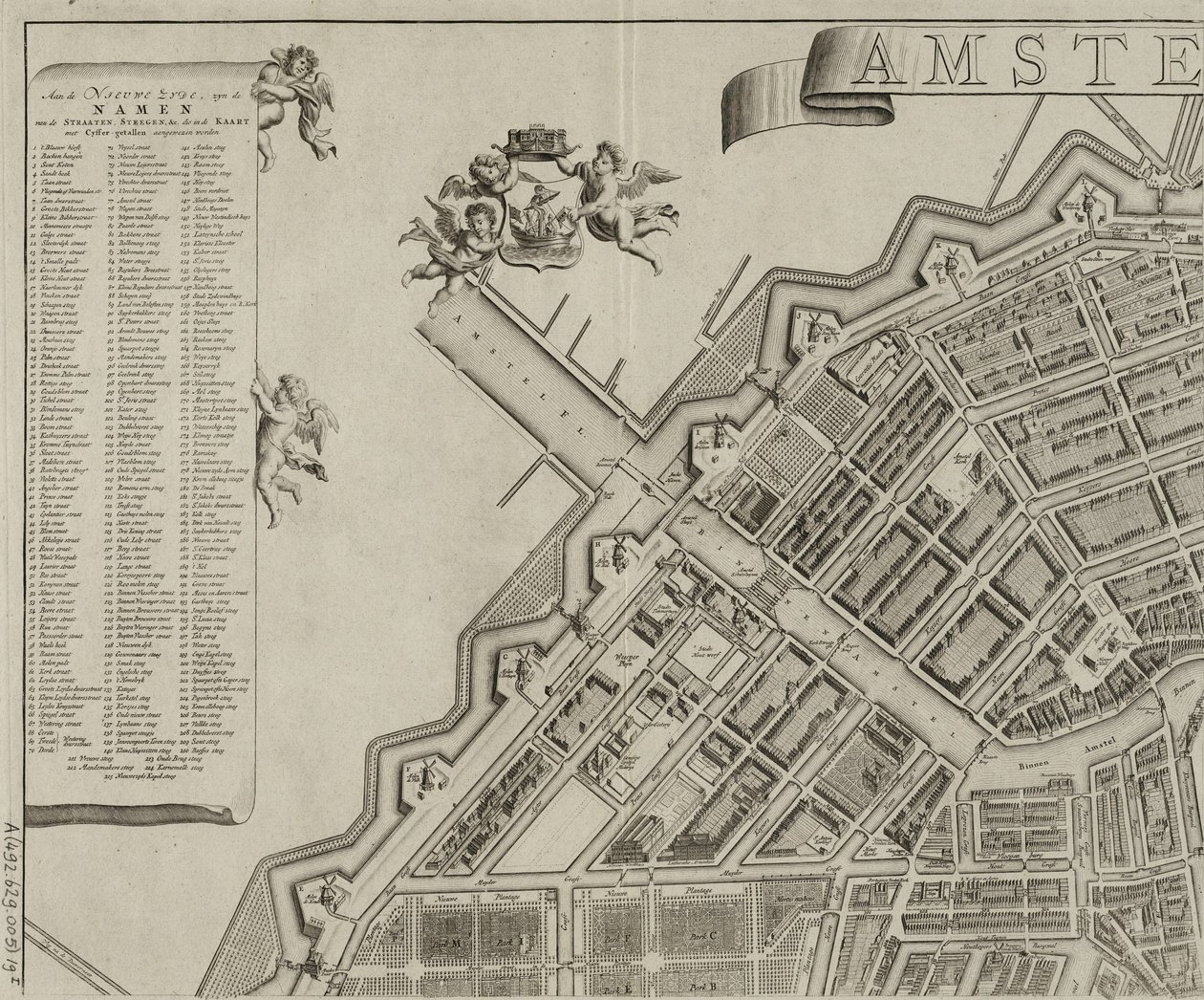 Mapa Amsterdamu od Gerrita de Broena od Gerrit de Broen
