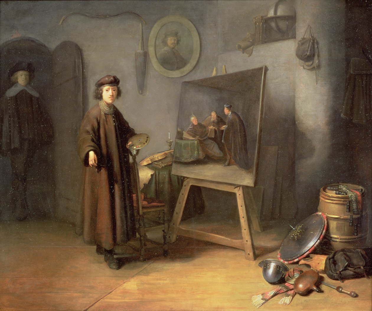 Malíř ve svém ateliéru (panel) od Gerrit Dou