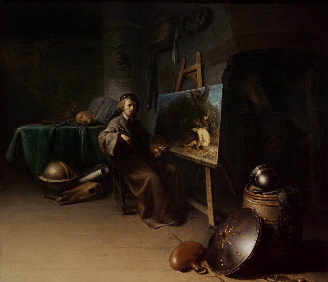 Umělec ve svém ateliéru od Gerrit Dou