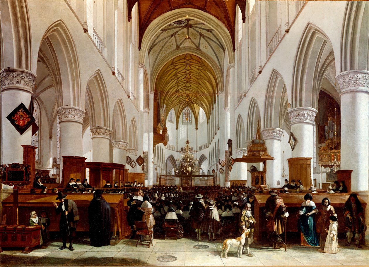 Interiér kostela. Malba Gerrita Berckheydea (1638-1698), holandského malíře. Londýn, Národní galerie od Gerrit Adriaensz Berckheyde