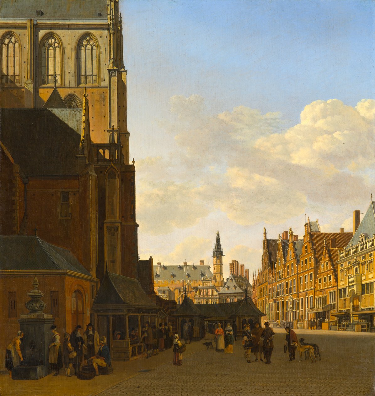 Rybí trh a on Grote Kerk v Haarlemu, c.1675-1680 od Gerrit Adriaensz Berckheyde