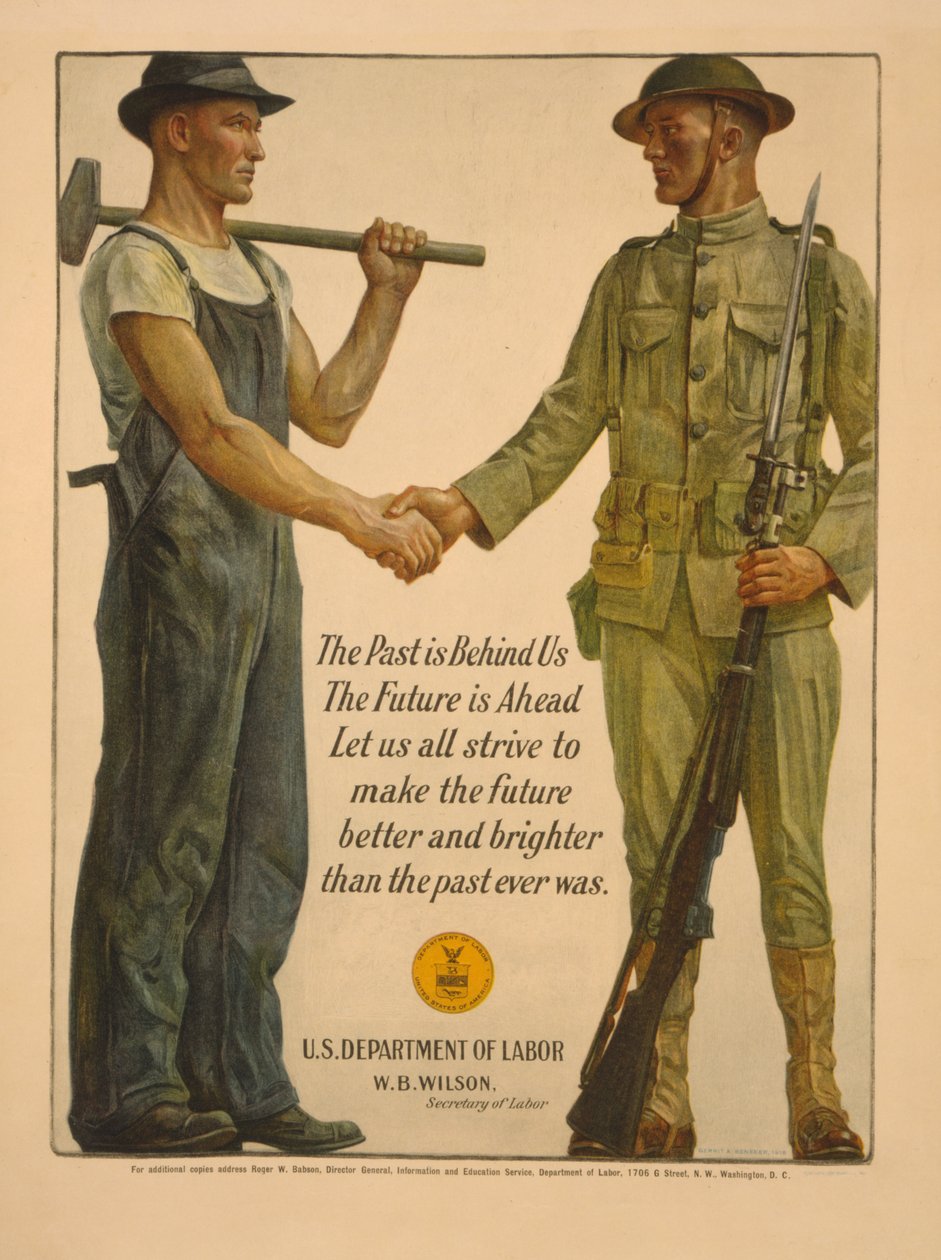 Minulost je za námi, budoucnost je před námi. Usilujme všichni o to, aby budoucnost byla lepší a jasnější, než kdy byla minulost, 1918 od Gerrit Albertus Beneker