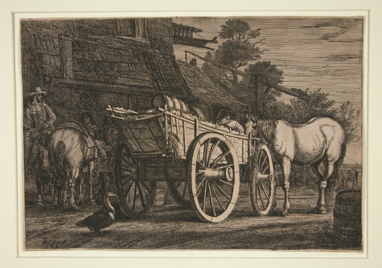 Čtyřkolový vozík od Gerrit Claesz Bleker