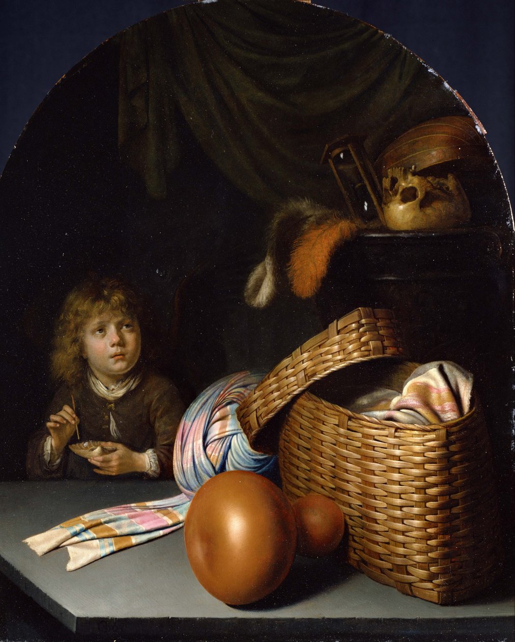 Zátiší s chlapcem, který vyfukuje mýdlové bubliny. od Gerrit Dou