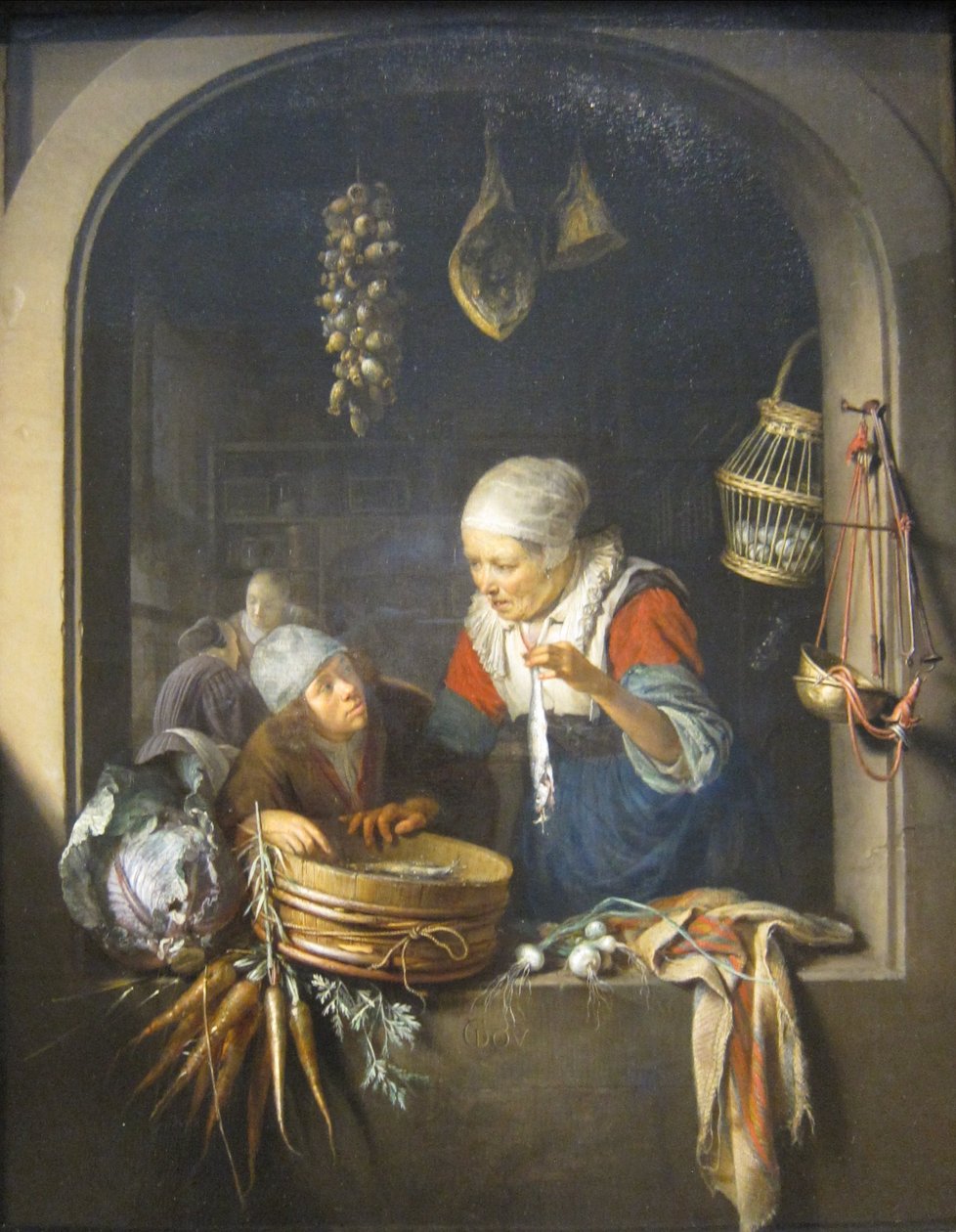 Prodejce sleďů a chlapec od Gerrit Dou