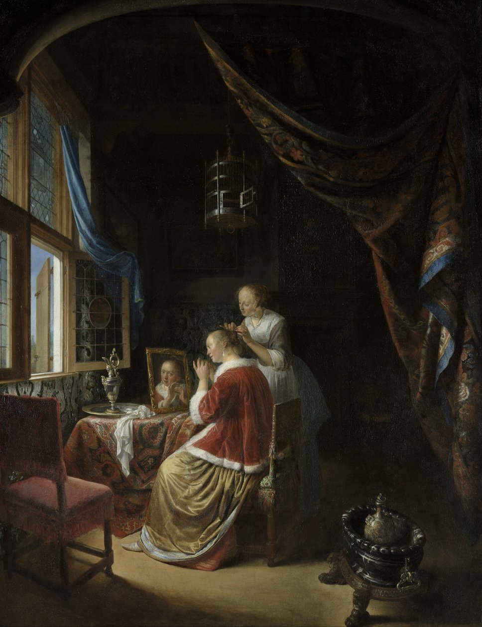 Mladá žena na toaletě od Gerrit Dou
