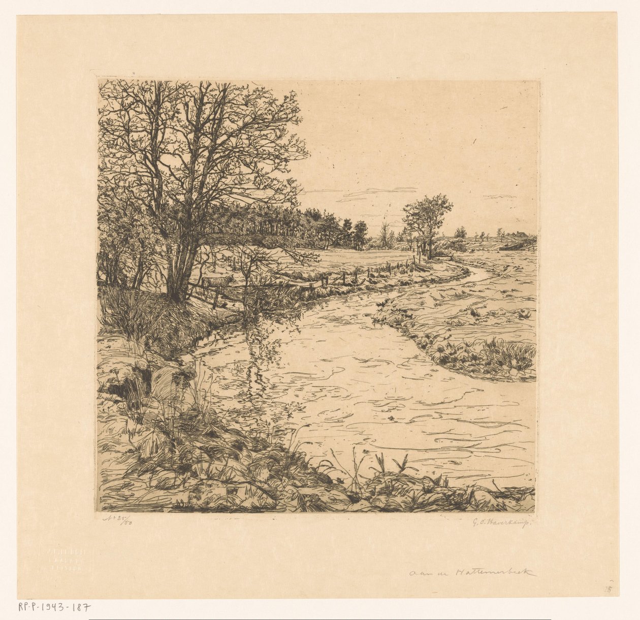 At the Hattemerbeek (původní název na objektu) od Gerrit Haverkamp (signed by artist)