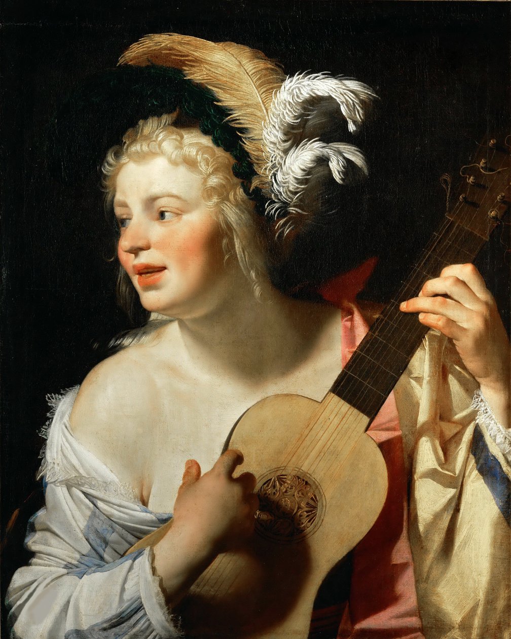 Žena hrající na kytaru, 1624. od Gerrit van Honthorst