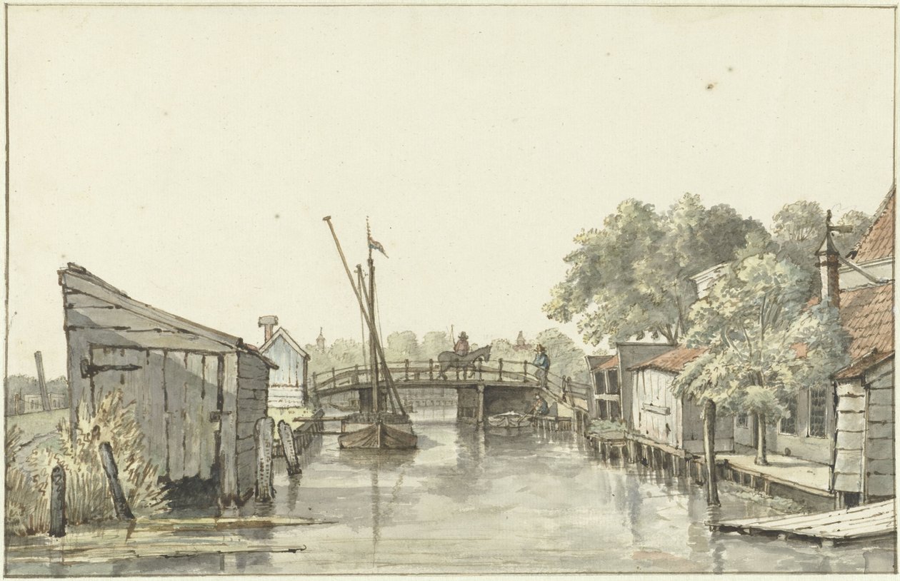 Pohled na Ringdijk na Schulpbrug, při pohledu na utrechtskou stranu Amstel od Gerrit Lamberts