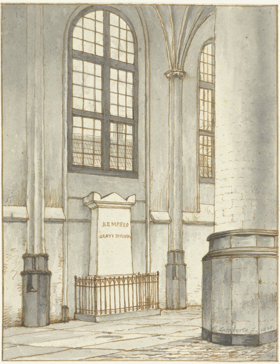 Pohřební pomník J.M. Kemper, v Pieterskerku v Leidenu od Gerrit Lamberts