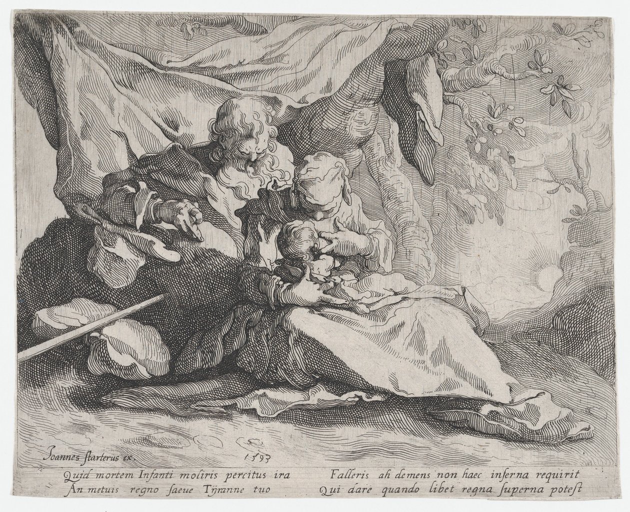 Zbytek na útěku do Egypta, 1593. od Gerrit Pietersz Sweelink