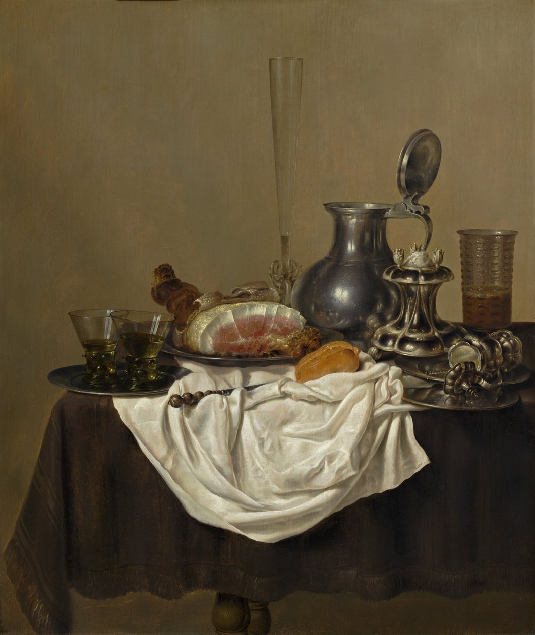 Zátiší se šunkou, 1650. od Gerrit Willemsz. Heda