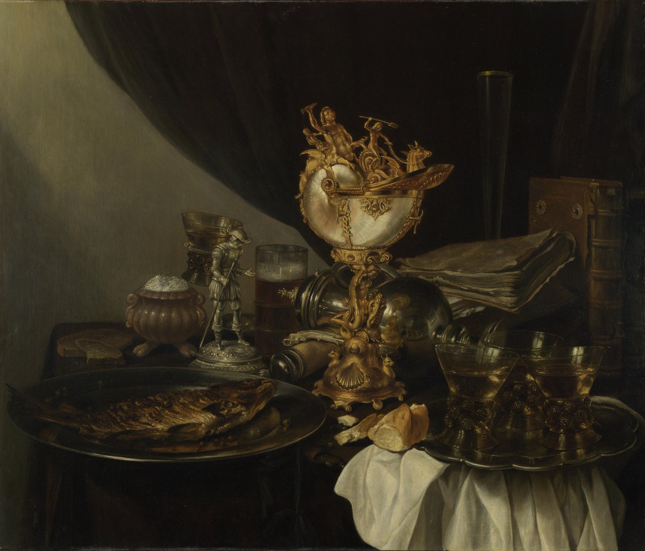 Zátiší s pohárem Nautilus, c. 1645 od Gerrit Willemsz. Heda