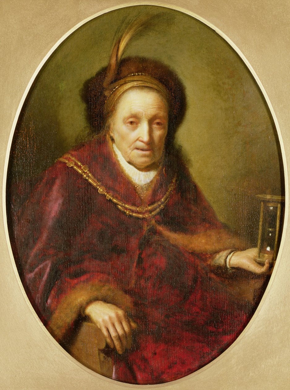 Stará žena s přesýpacími hodinami od Gerrit Dou