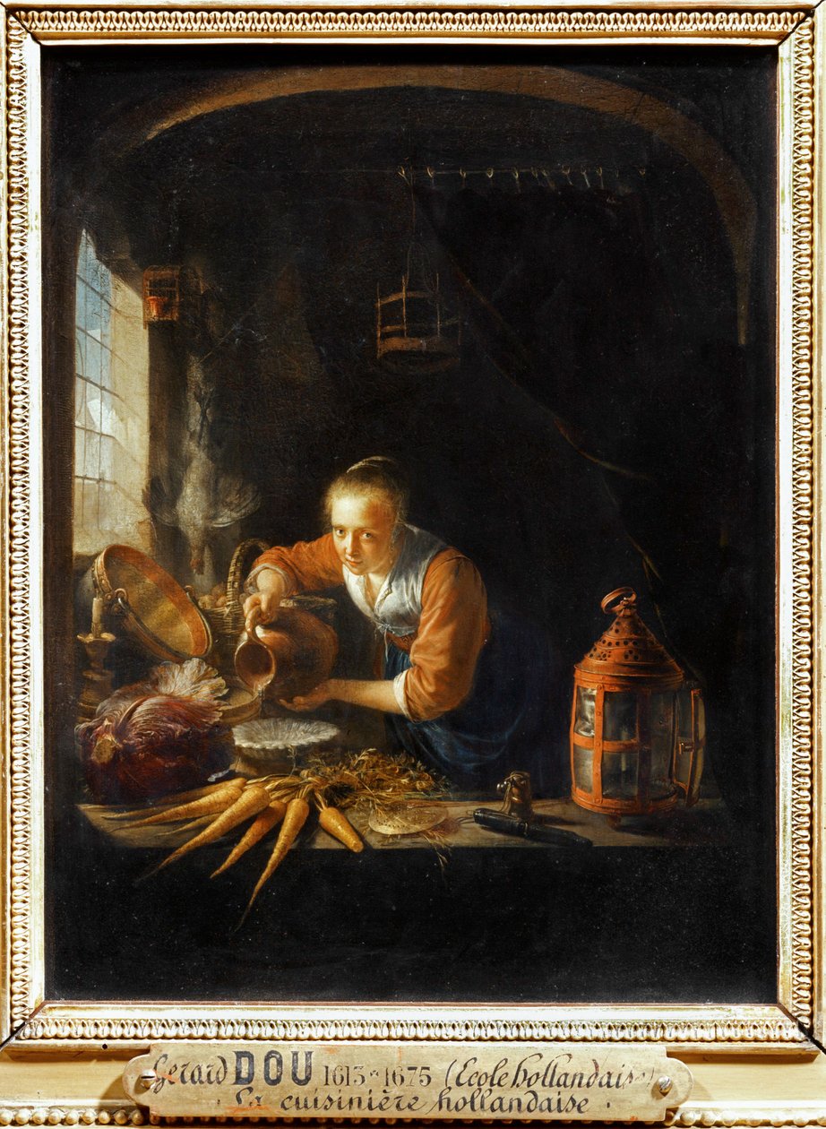 Holandský sporák ... od Gerrit or Gerard Dou