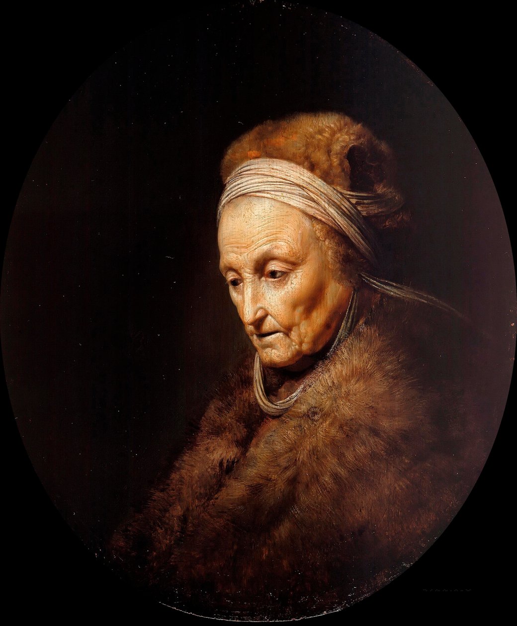 "" Portrét Rembrandtova jezera "" (Portrét Rembrandtovy matky) Malba Gerarda Doua (Gerrit Dow) (1613-1675) Olej na dřevě Rozměr 23,1x19,7 cm Staatliche Museen, Berlín od Gerrit Dou