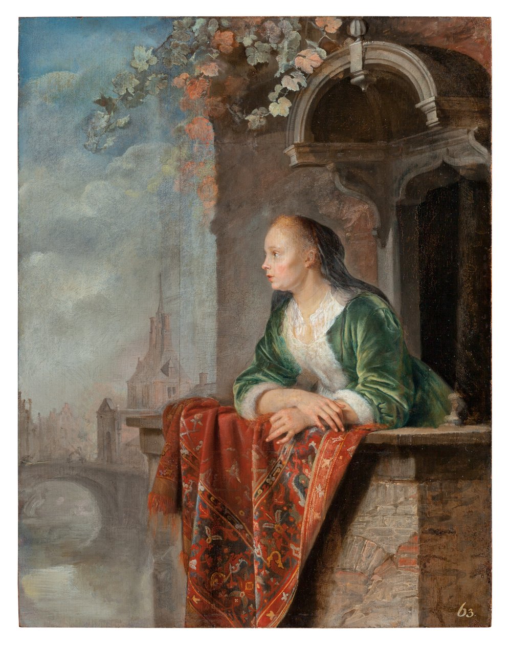 Mladá dáma na balkóně, c.1664 od Gerrit Dou