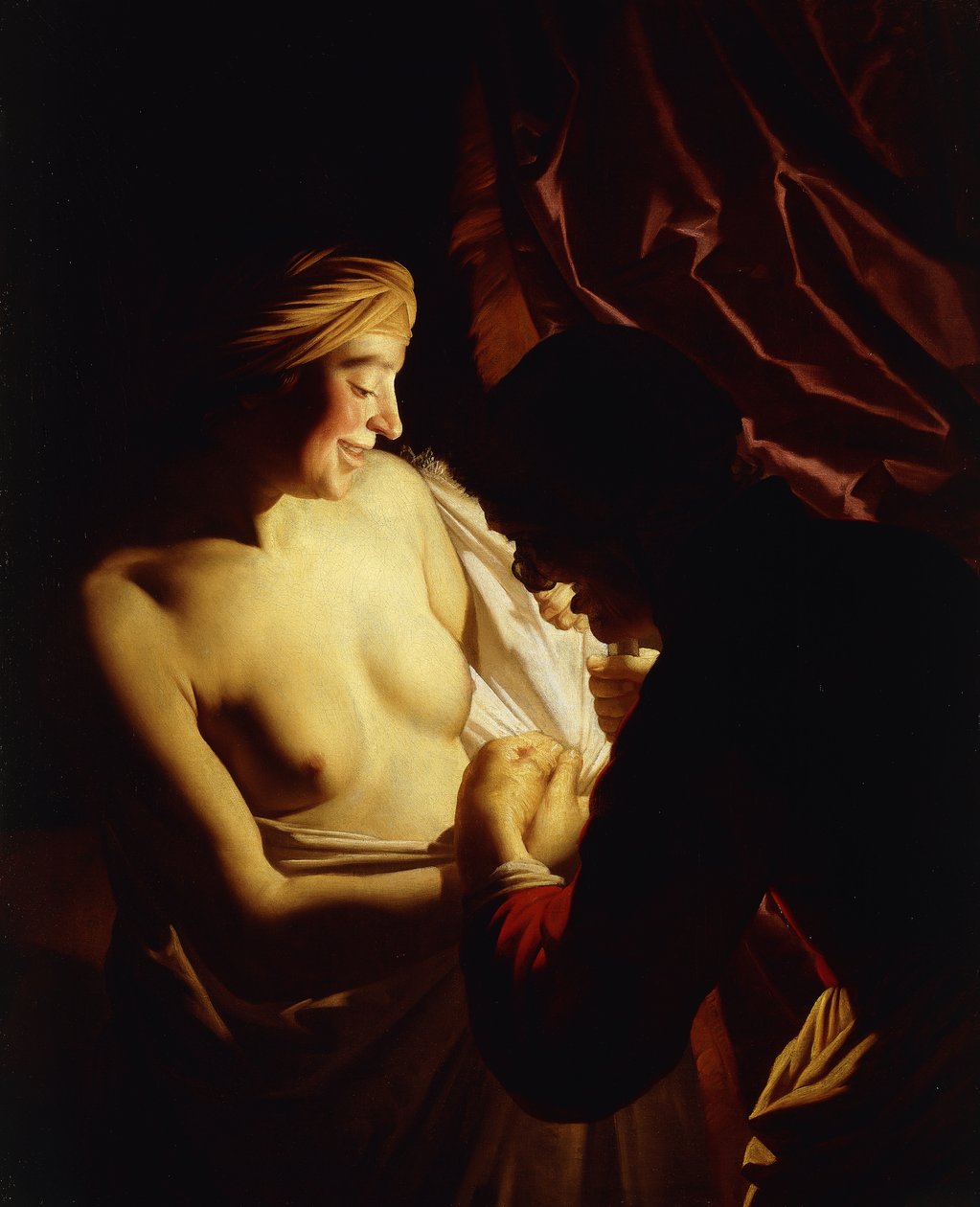 Mladá žena a její služebná, od Gerrit van Honthorst