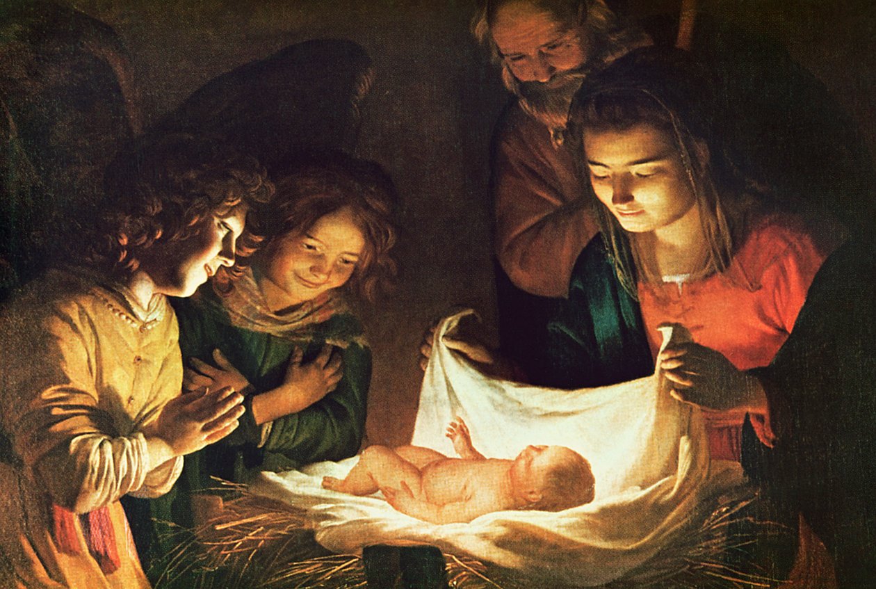 Klanění dítěte, c.1620 od Gerrit van Honthorst