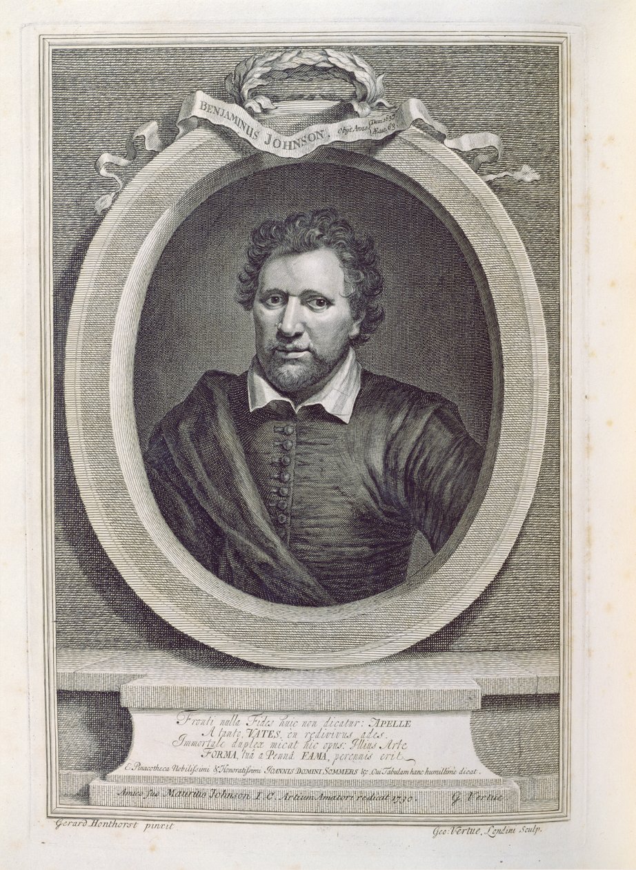 Ben Jonson (1573-1637), ryl George Vertue (1684-1756), 1730 od Gerrit van Honthorst