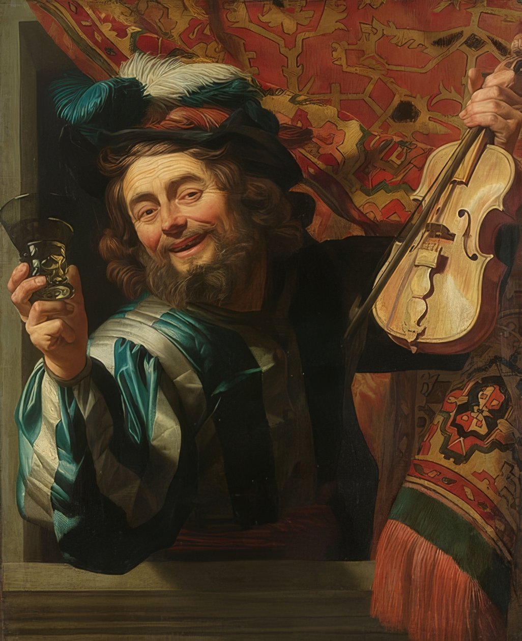 Veselý houslista. 1623 od Gerrit van Honthorst