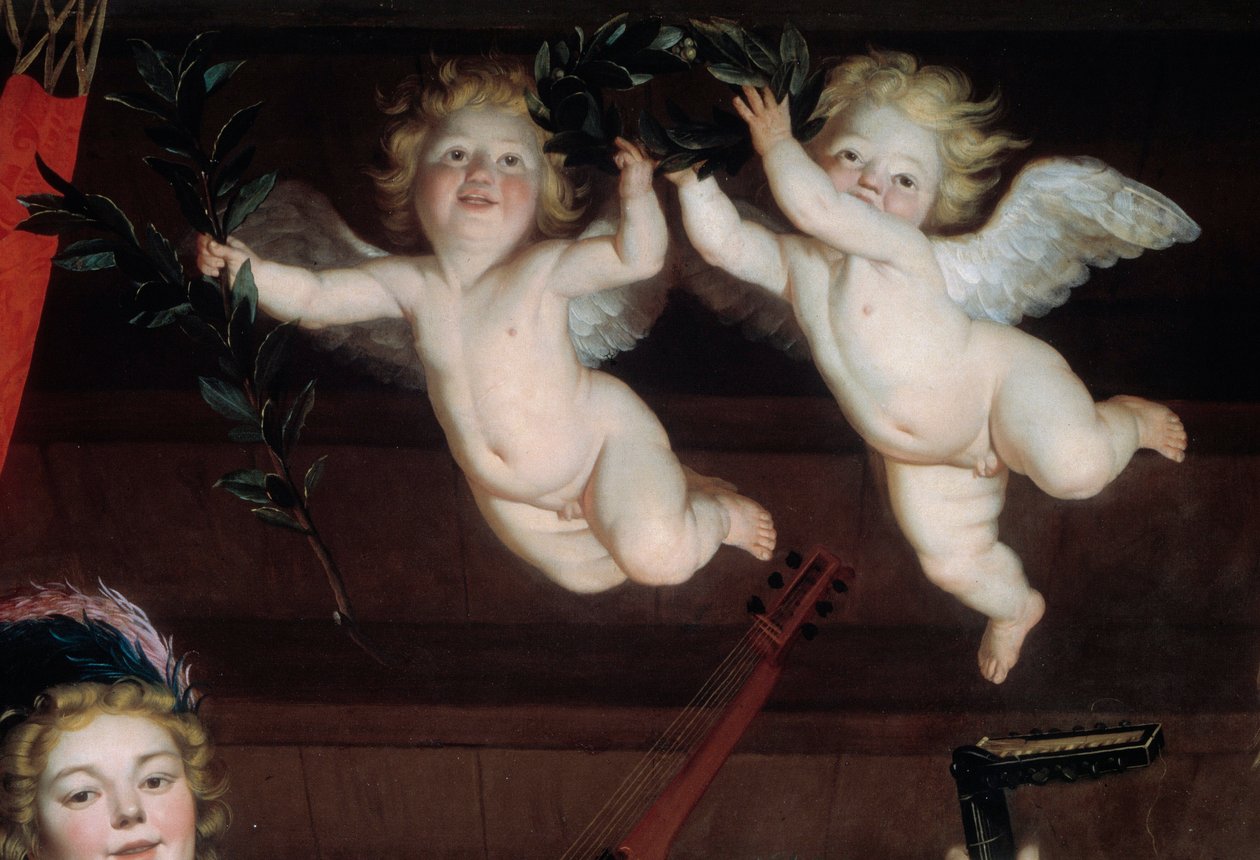 Koncert The Angels Detail. Obraz Gerrita Van Honthorsta (1590-1656) 1624 Ne. 1,68x1,78 m od Gerrit van Honthorst