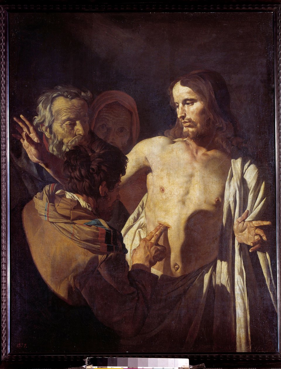 Nevěřící svatého Tomáše Dotýká se Kristových ran, zachraňuje, aby uvěřil v jeho vzhled. Malba Gerrita Van Honthorsta (1590-1656) od Gerrit van Honthorst
