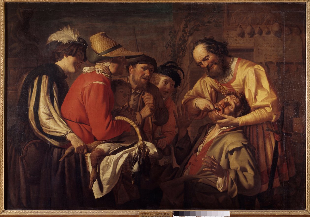 Malba na vytahování zubů od Gerrita Van Honthorsta (1590-1656) od Gerrit van Honthorst