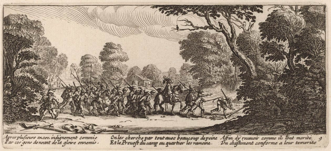 Objev kriminálních vojáků od Gerrit van Schagen after Jacques Callot