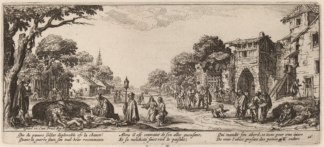 Umírající vojáci u silnice od Gerrit van Schagen after Jacques Callot