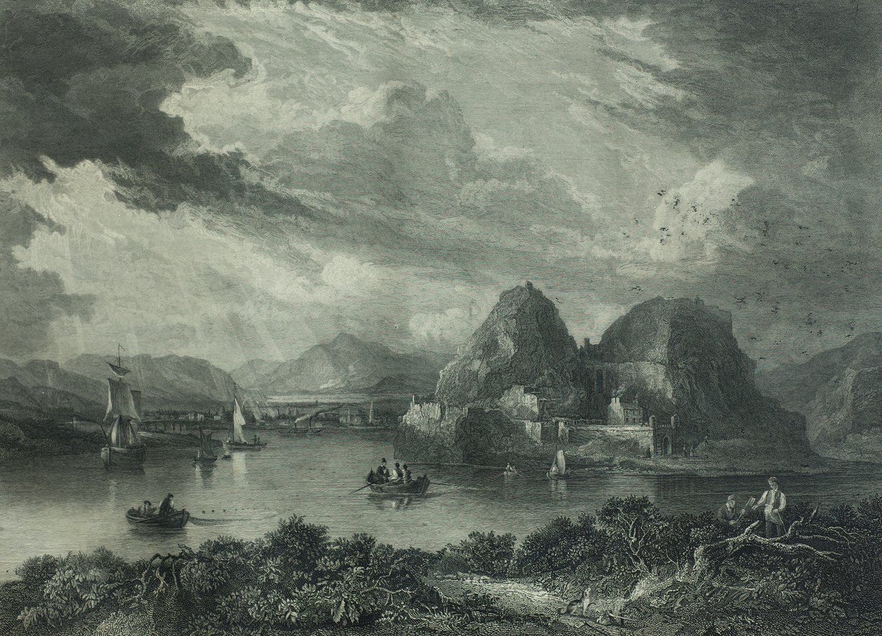 Dumbarton Castle, c.1880 (rytina) od Gershom Gourlay Cumming
