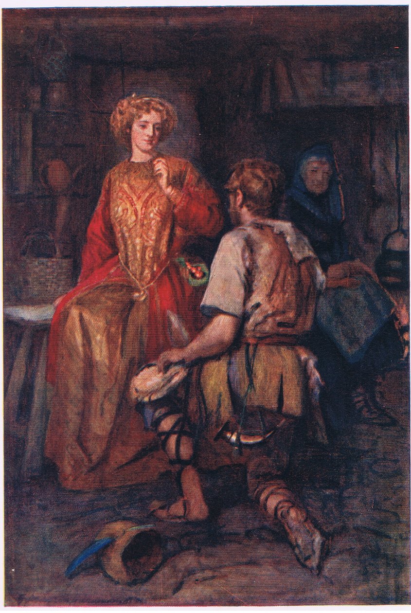 "Z lesních divočin, které přinesl a jejichž nachové strany se usmívaly do červena!", Stories from the Faerie Queen vydal George Harrap and Company od Gertrude E. Demain (after) Hammond