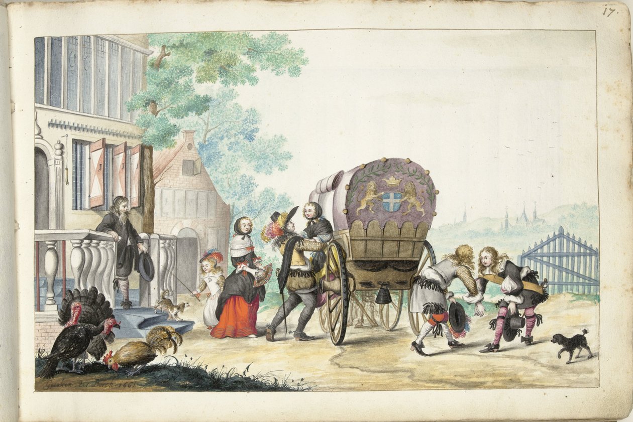 Příjezd do venkovského domu od Gesina ter Borch (signed by artist)