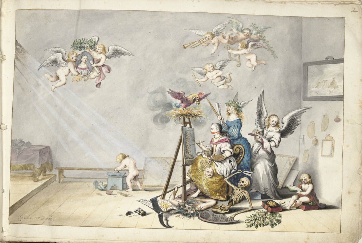 Vítězství malby nad smrtí od Gesina ter Borch (signed by artist)