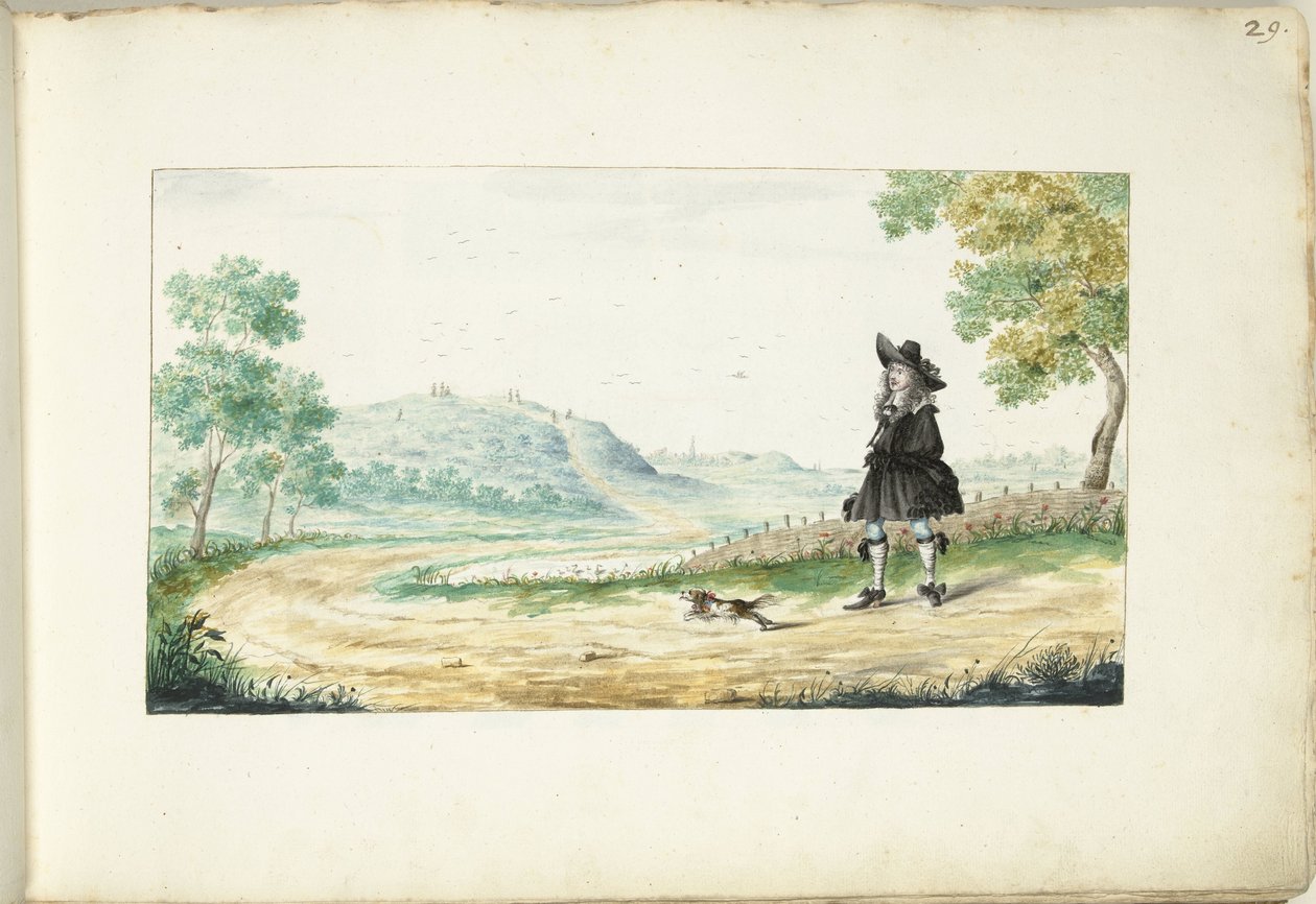 Běžící pán na venkovské cestě od Gesina ter Borch (signed by artist)