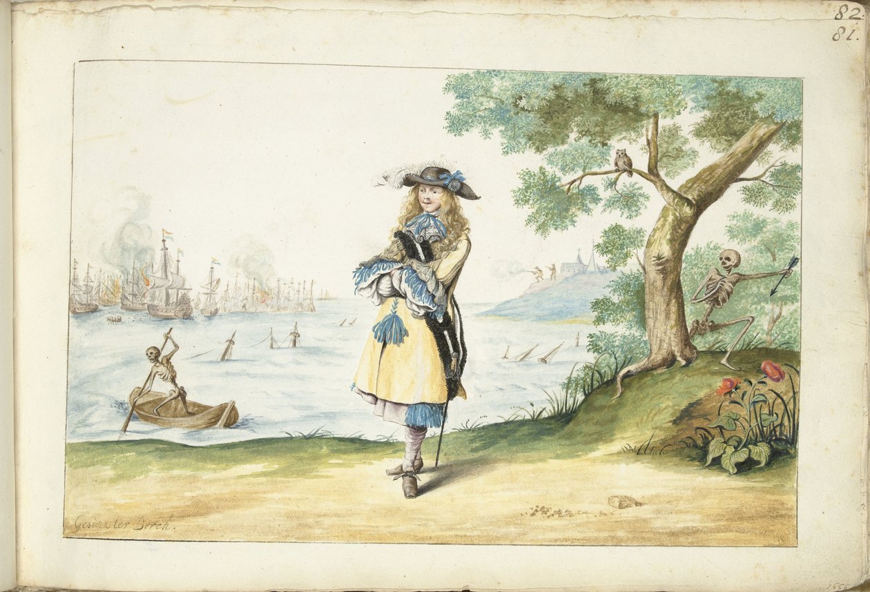 Moses ter Borch na anglickém pobřeží od Gesina ter Borch (signed by artist)