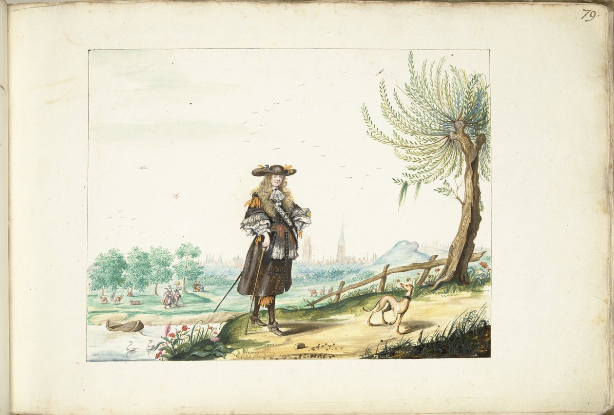 Moses ter Borch na venkově mimo Zwolle od Gesina ter Borch (signed by artist)