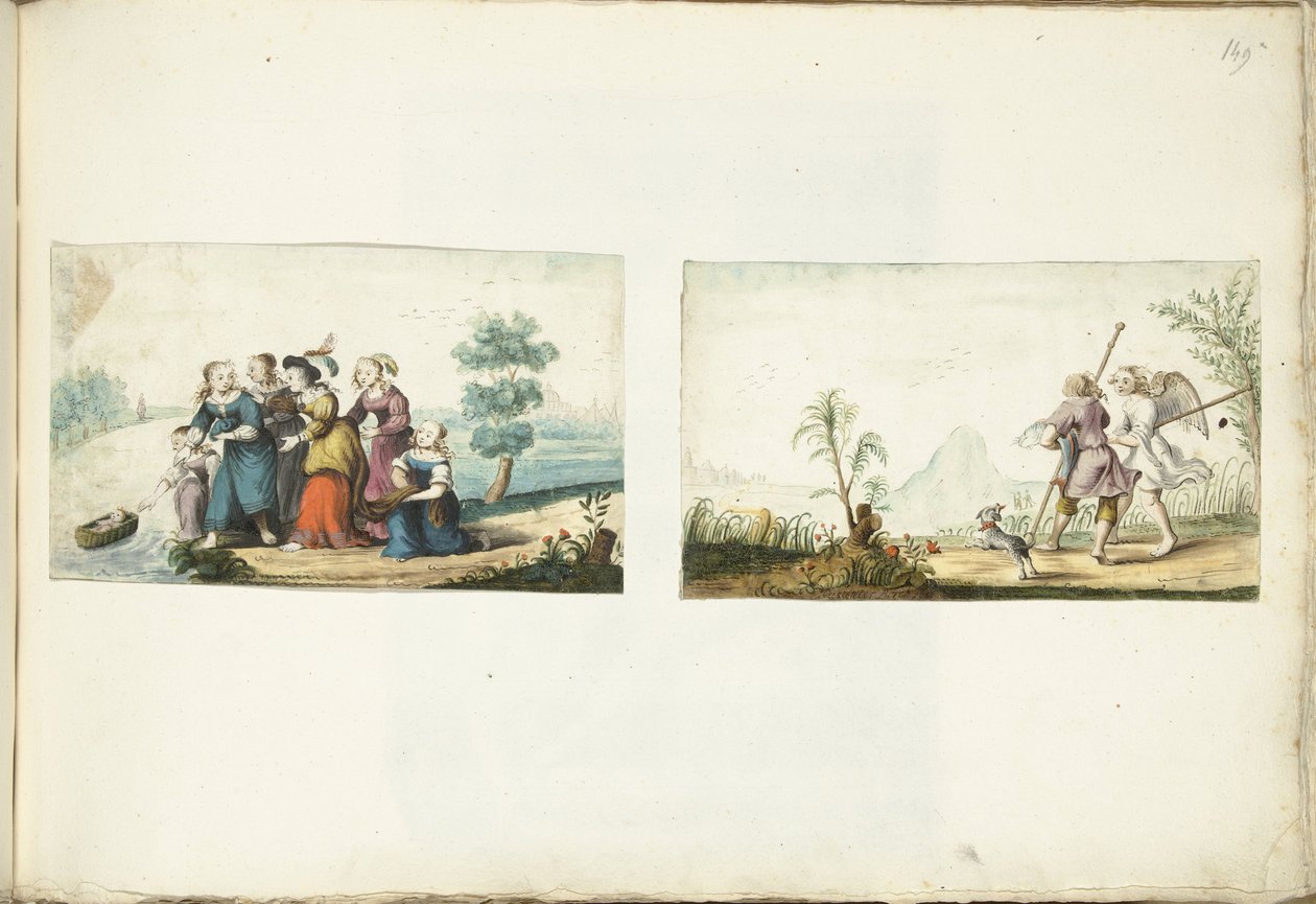 Mojžíš a Tobiáš a anděl od Gesina ter Borch (signed by artist)