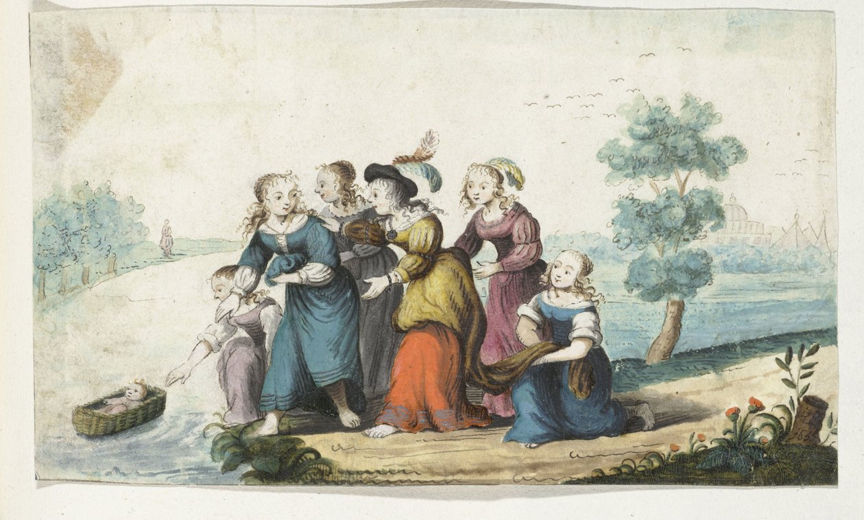 Mojžíš je nalezen od Gesina ter Borch (signed by artist)