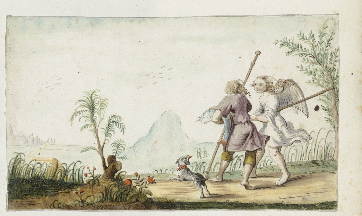 Tobiáš v Angelovi od Gesina ter Borch (signed by artist)