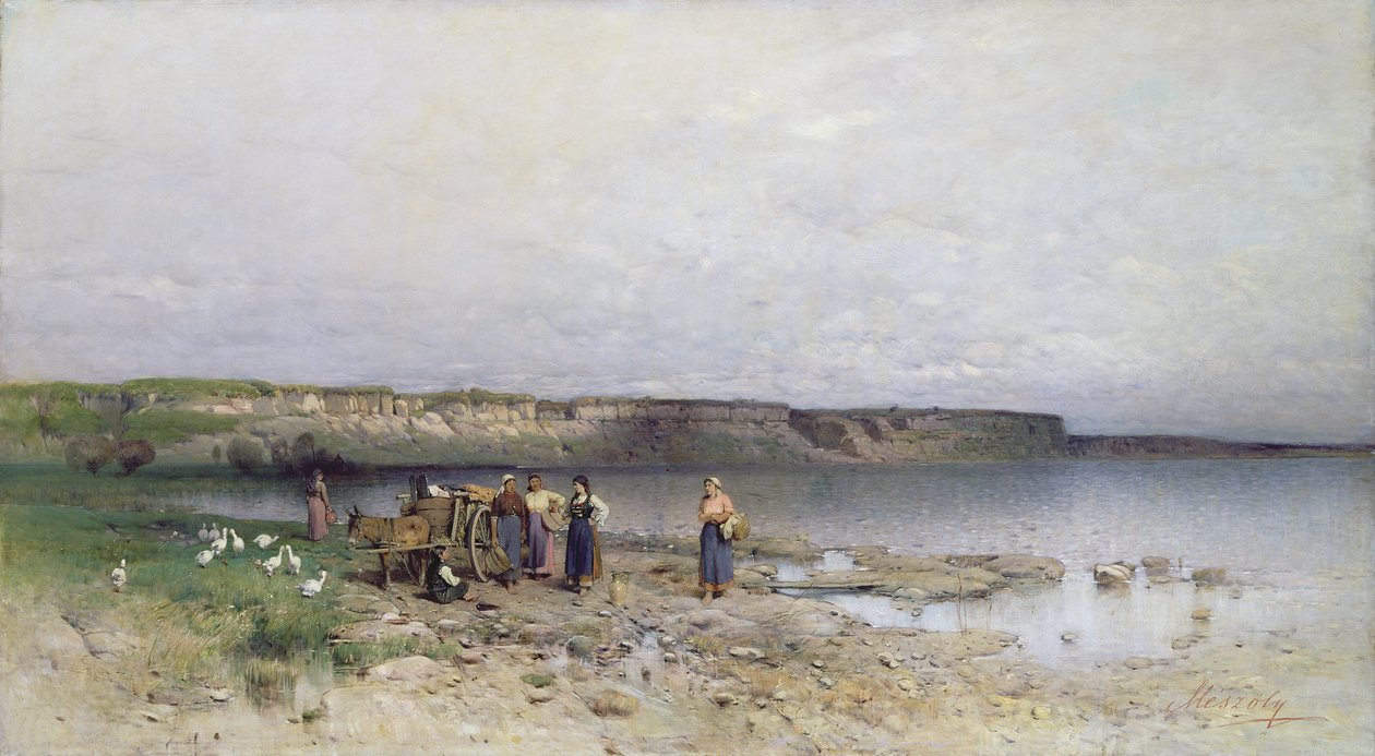 Jezero Balaton s pobřežím Akarattya, 1885 od Geza Meszoly